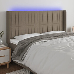 Maison Chic Tête de lit scandinave à LED,meuble de chambre Taupe 203x16x118/128 cm Tissu -MN53759