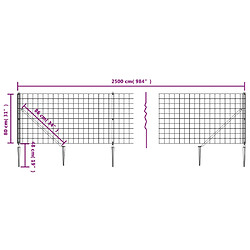 Acheter vidaXL Clôture en treillis métallique et ancrage anthracite 0,8x25 m