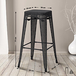 Decoshop26 Set de 4 tabourets de bar avec repose-pieds design industriel empilable en métal perforé noir 10_0004509