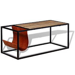 Maison Chic Table basse pour salon | Table à café avec porte-revues Cuir véritable 110 x 50 x 45 cm -GKD91076