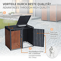 ML-Design Habillage de poubelle acier Corten conteneur extérieur pour 3 poubelles 3x240L pas cher