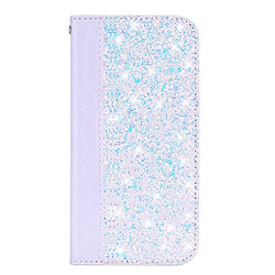 Wewoo Etui à rabat horizontal en cuir texturé avec texture paillettée et crocodile pour Galaxy J6 +, avec fentes pour cartes et support (Blanc)