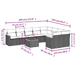 Acheter vidaXL Salon de jardin avec coussins 10 pcs gris résine tressée