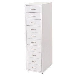 Avis Mendler Caisson a roulettes Boston T851, armoire à tiroirs armoire en acier, 110x28x41cm 10 tiroirs ~ blanc