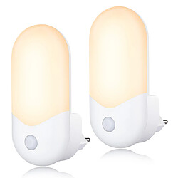 NETTLIFE LED veilleuse prise de courant lampe de prise de courant enfants - 2 pièces 1W blanc chaud nuit avec détecteur de crépuscule