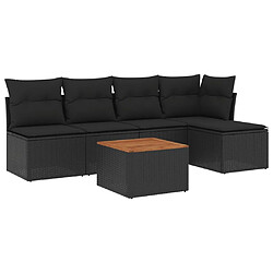 Maison Chic Ensemble Tables et chaises d'extérieur 6pcs avec coussins,Salon de jardin noir résine tressée -GKD285755