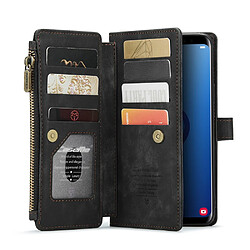 Caseme Etui en PU + TPU antichoc, porte-cartes noir pour votre Samsung Galaxy S9 +