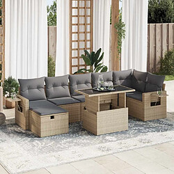 vidaXL Salon de jardin avec coussins 8 pcs beige résine tressée