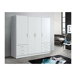 Avis JUPITER Armoire 4 portes 6 tiroirs - Blanc mat - L 206,5 x P 60 x H 200 cm