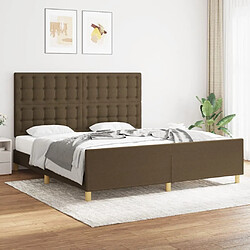 vidaXL Cadre de lit sans matelas marron foncé tissu