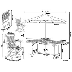 Avis Beliani Table avec chaises et parasol MAUI Bois Bois clair