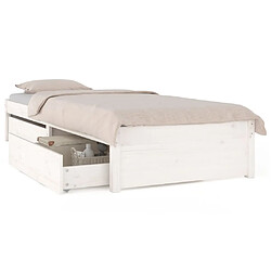 vidaXL Cadre de lit sans matelas avec tiroirs blanc