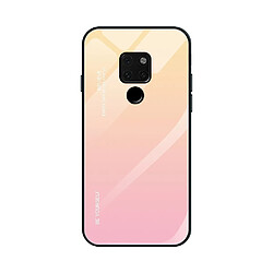 Wewoo Coque Pour Huawei Mate 20 Gradient Color Glass Case Jaune