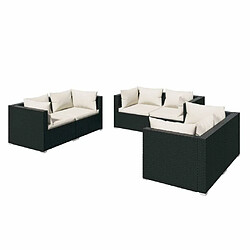 Maison Chic Salon de jardin 6 pcs + coussins - Mobilier/Meubles de jardin - Table et chaises d'extérieur Résine tressée Noir -MN26048