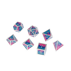 Avis Jeu De Dés Polyédriques Multi-faces En Métal Pour Balances Dragon Dnd Pathfinder RPG Rose Bleu Clair Bleu