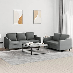 Maison Chic Ensemble de canapés 2 pcs avec coussins, Canapé droit Sofa pour Salon Gris foncé Tissu -GKD192857