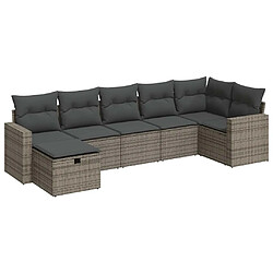 vidaXL Salon de jardin avec coussins 7 pcs gris résine tressée