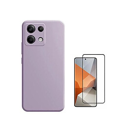 NIS Kit de film de verre à couverture complète 5D + couverture en silicone Redmi Note 13 Pro 4G violet