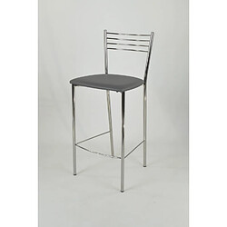 Tommychairs - Set 2 tabourets de bar et cuisine Elena, structure en acier chromé et assise en cuir artificiel coleur gris foncé