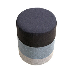 Mobili Rebecca Pouf Assise Pouffe Tissu Rond Gris Blanc Vintage 45x35x35