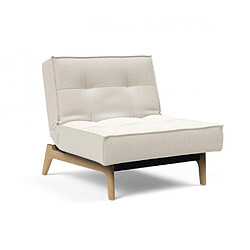 Inside 75 INNOVATION LIVING Fauteuil SPLITBACK EIK convertible lit 90*115 cm pieds chêne naturel tissu Bouclé Off White