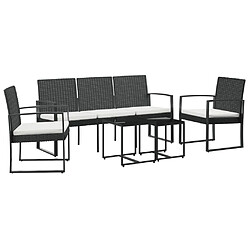 Ensemble salle à manger de jardin 5 pcs avec coussins,Ensemble à dîner d'extérieur noir rotin PP -MN55118