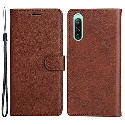 Htdmobiles Housse pour Sony Xperia 10 IV 5G - etui coque pochette portefeuille + film ecran - MARRON