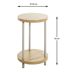 Pegane Table d'appoint en bois coloris chêne clair et métal coloris gris -diamètre 30 x hauteur 50 cm