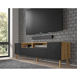 Avis Bestmobilier Velato - meuble tv - bois et noir - 195 cm