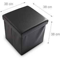 Helloshop26 Tabouret pouf banquette pliant meuble de rangement stable synthétique 38 cm noir 13_0002806_3 pas cher