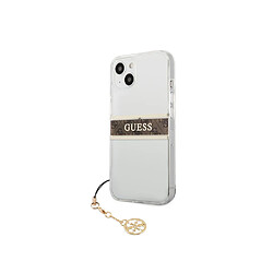 Guess Maroquinerie Guess Coque pour Apple iPhone 13 Mini Stripe Charm avec breloque Marron