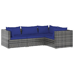 Maison Chic Salon de jardin 4 pcs + coussins - Mobilier/Meubles de jardin - Table et chaises d'extérieur résine tressée gris -MN79586