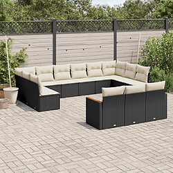 Maison Chic Salon de jardin avec coussins 13 pcs, Ensemble Tables et chaises de jardin, noir résine tressée -GKD766319