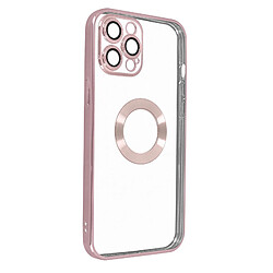 Avizar Coque iPhone 13 Pro Souple Caméra Couvert Transparent Contour Rose Gold Chromé