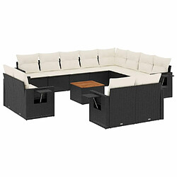 Maison Chic Salon de jardin avec coussins 13 pcs, Ensemble Tables et chaises de jardin, noir résine tressée -GKD967806