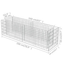 vidaXL Lit surélevé à gabion Acier galvanisé 180x50x50 cm pas cher