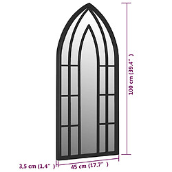 vidaXL Miroir de jardin Noir 100x45 cm Fer pour utilisation extérieure pas cher