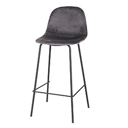 Toilinux Lot de 4 Tabourets de bar design velours Ima - Gris