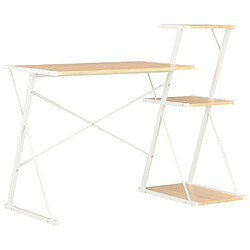 Maison Chic Bureau solide,Table de travail,Bureau d'ordinateur avec étagère Blanc et chêne 116x50x93 cm -GKD39090