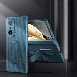 Coque en TPU + PU texture en fibre de carbone cyan pour votre Honor Magic V