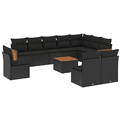 Maison Chic Salon de jardin 11 pcs avec coussins | Ensemble de Table et chaises | Mobilier d'Extérieur noir résine tressée -GKD11379