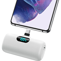 SANAG Batterie Externe Usb C 5000Mah, 15W 3.0A Charge Rapide Chargeur Portable Mini Power Bank Avec Écran Lcd Compatible Avec Samsung S23,S22/Note/Huawei/Moto/Lg/Pixel/Nexus,Usb C Phones Etc - Blanc