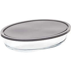 But Plat ovale 30 x 21 en verre avec couvercle gris