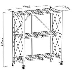 Maclean MC-897 Étagère pliante à roulettes 3 niveaux multifonctionnelle Étagère de rangement mobile Étagère à livres Étagère de bureau Étagère de stockage Métal Noir pas cher