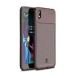 Wewoo Coque Souple Pour LG K20 ?2019 Case Housse TPU antichoc en texture de fibre de carbone Beetle Series Marron