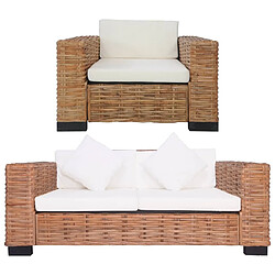 Maison Chic Ensemble de canapés 2 pcs avec coussins, Canapé droit Sofa pour Salon Rotin naturel -GKD396981