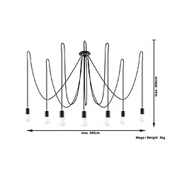 Acheter Luminaire Center Suspension EDISON acier/corde en textile noir 7 ampoules