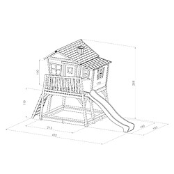 AXI Max Maison Enfant avec Bac à Sable & Toboggan gris | Aire de Jeux pour l'extérieur en marron & BLANC | Maisonnette / Cabane de Jeu en Bois FSC pas cher