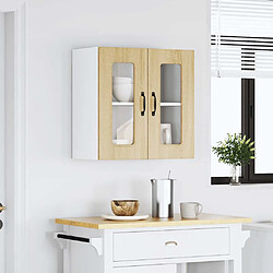 Avis vidaXL Armoire murale de cuisine et porte en verre Kalmar chêne sonoma