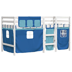 Vidaxl Lit mezzanine enfants et rideaux bleu 80x200cm bois pin massif